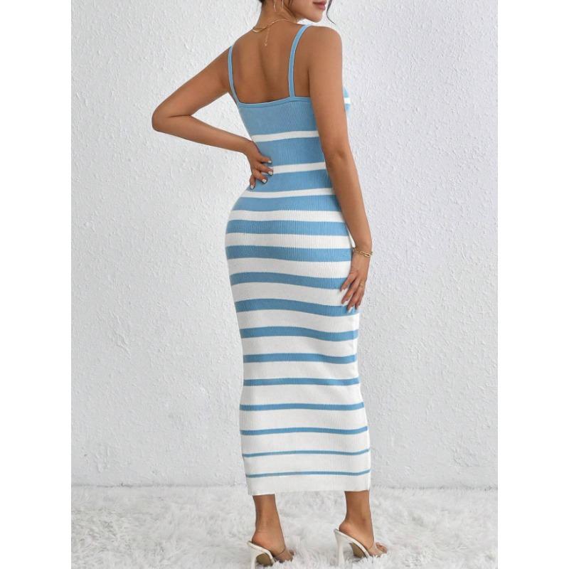 Women's Sexy Hot Girl Striped Suspender Dress with Wrapped Buttocks Long for Women Casual Dresses