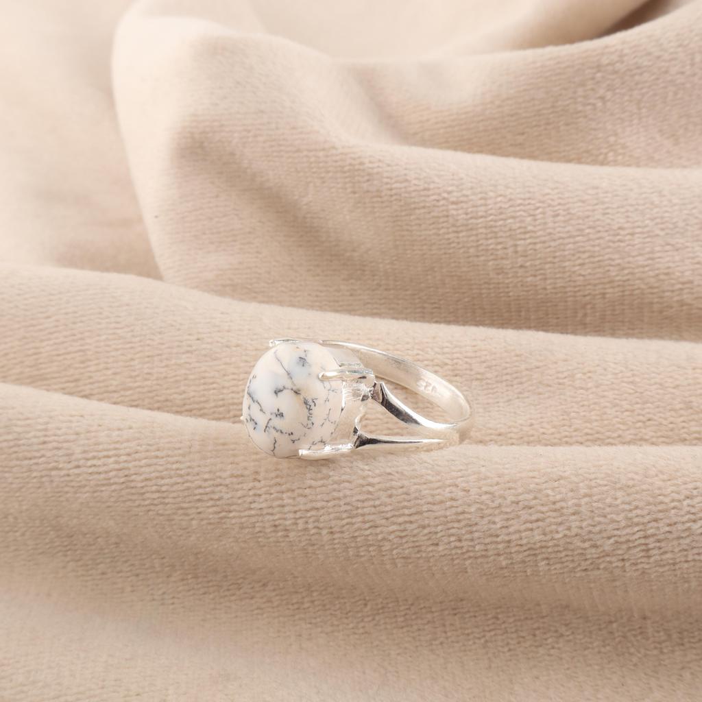 Natural Dendrite Opal Gemstone 925 Sterling Silver Women Jewelry Pretty Engagement Ring For Bride RR-75-29