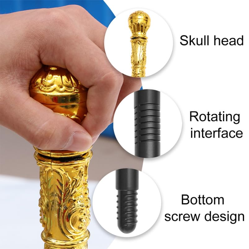 NOLITOY 2-Piece Set King Scepter Cosplay Stick WizardKing Prop Halloween Party Accessory Made of Plastic