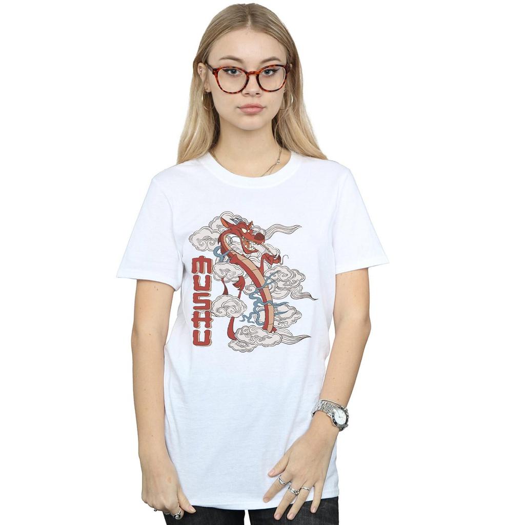 Disney Womens/Ladies Mulan Mushu Dragon Cotton Boyfriend T-Shirt
