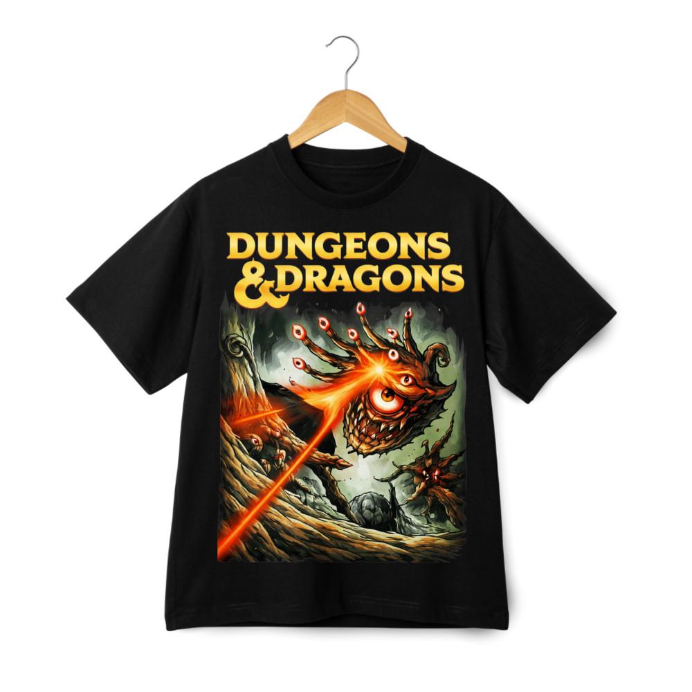 Dungeons & Dragons Beholder Print T-Shirt, Fantasy RPG Casual Tee XXL