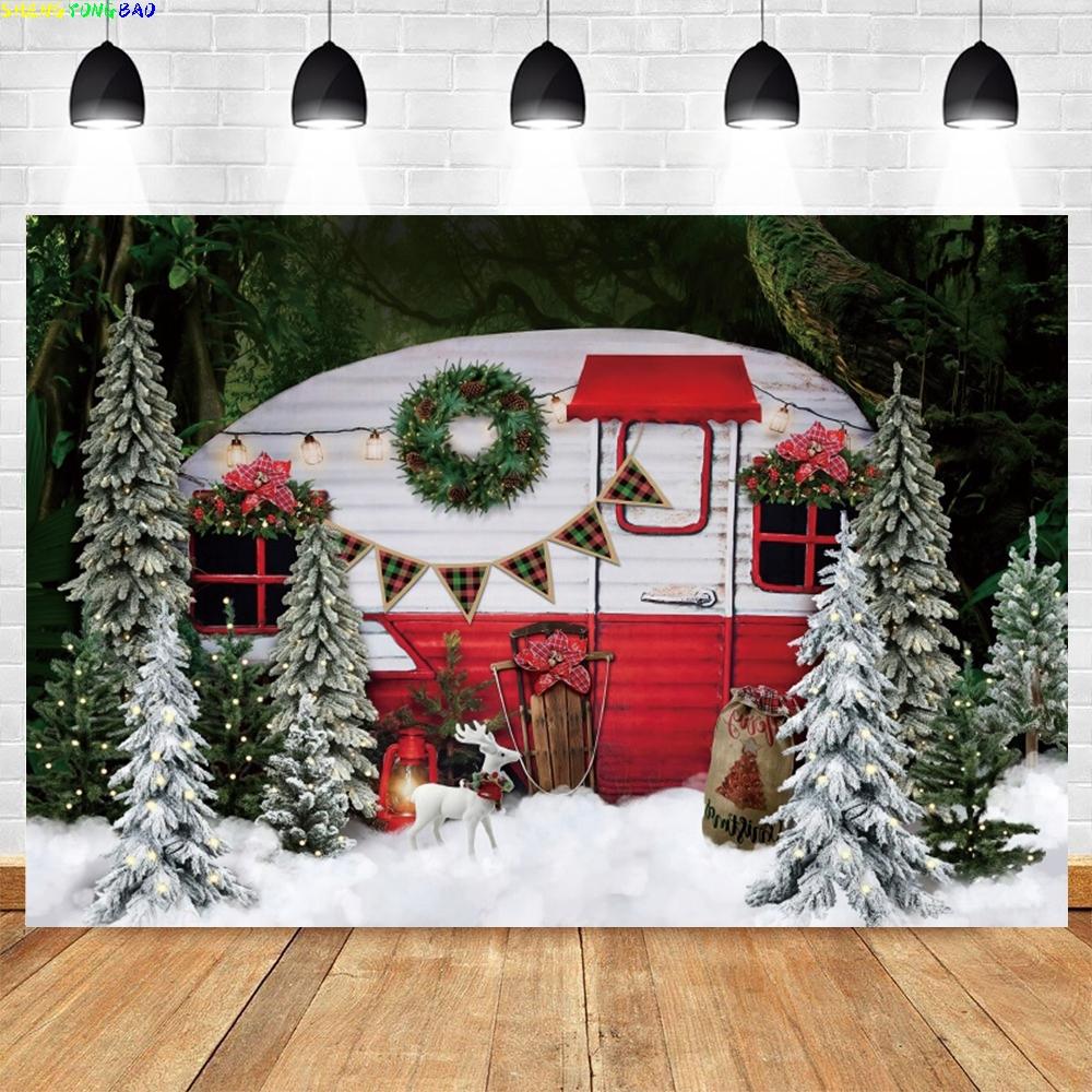 Christmas Backdrop for Photography Xmas Tree Winter Snow Forest Snowflake Natural Scene Baby Portrait Photo Background Studio