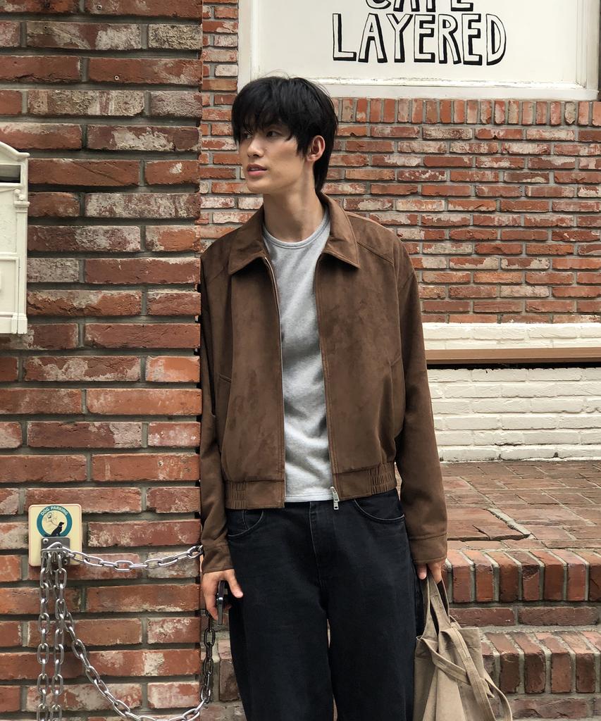They Crop Suede Collar Jacket_Brown