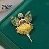 Dancing Fairy Clothing Accessory Sparkling Rhinstone Ballet Brooch, Winged Dancer Girl Alloy Lapel Suit Badge Pin, Women Jewelry Accessories for Dress