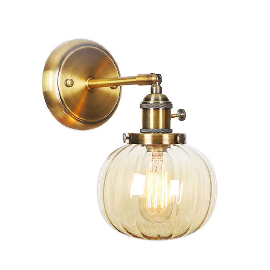 Vintage Brass Switch Wall Sconces, Amber Clear or White Glass Shade Wall Lights,Gold Bathroom Vanity Light Fixtures