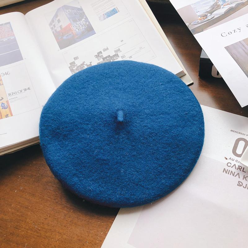 Hat Female Autumn and Winter Beret Woolen British Retro Literary and Simple Painter Hat Sweet Versatile Trendy Hat
