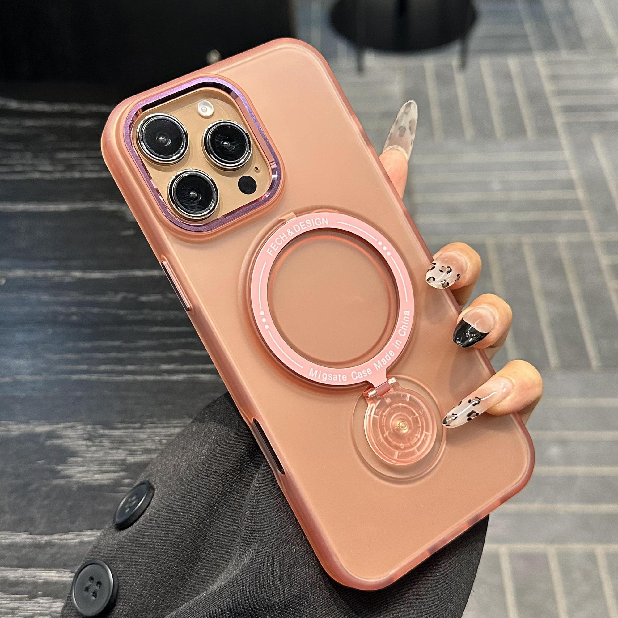 For iPhone 16 Pro Magnetic Case Kickstand TPU + PC Phone Back Cover A