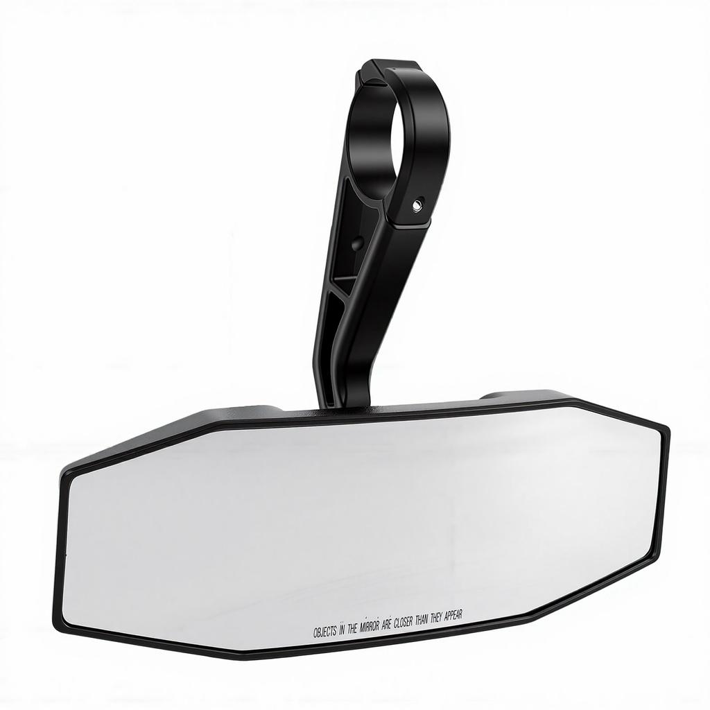 UTV Center Rearview Mirror Shatter Proof Tempered Glass Fits 1.75in Roll Cage Replacement for Polaris RZR 2008 2023