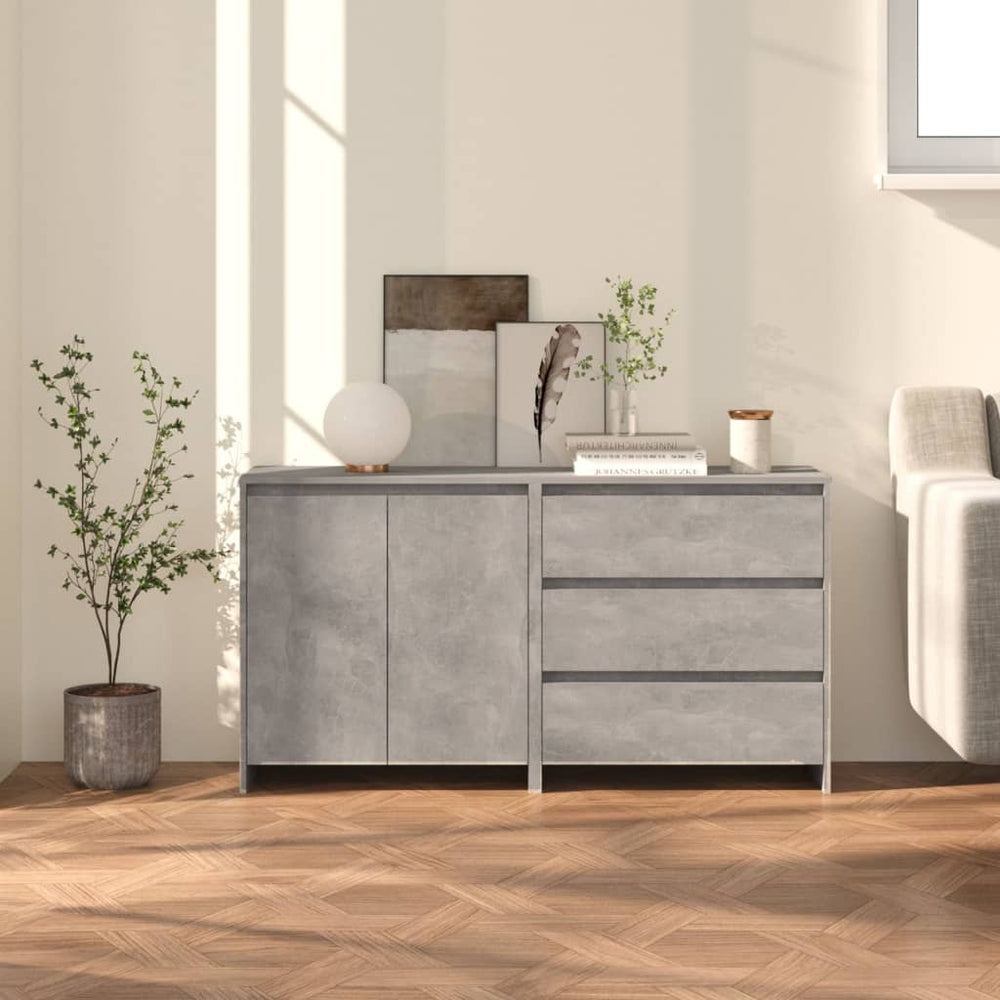Buffets 2 pcs  béton Bois d'ingénierie