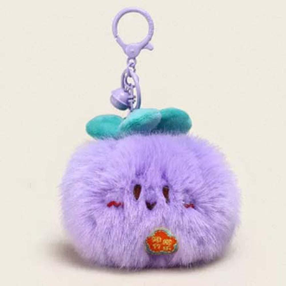 Durian Peelable Fruit Key Chain Mangosteen Plush Doll Pendant  Car Key Ornaments фиолетовый