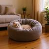 Celoroční útulná kulatá postel pro kočky a psy – Teplá bavlněná podložka pro krátkosrstá zvířata
