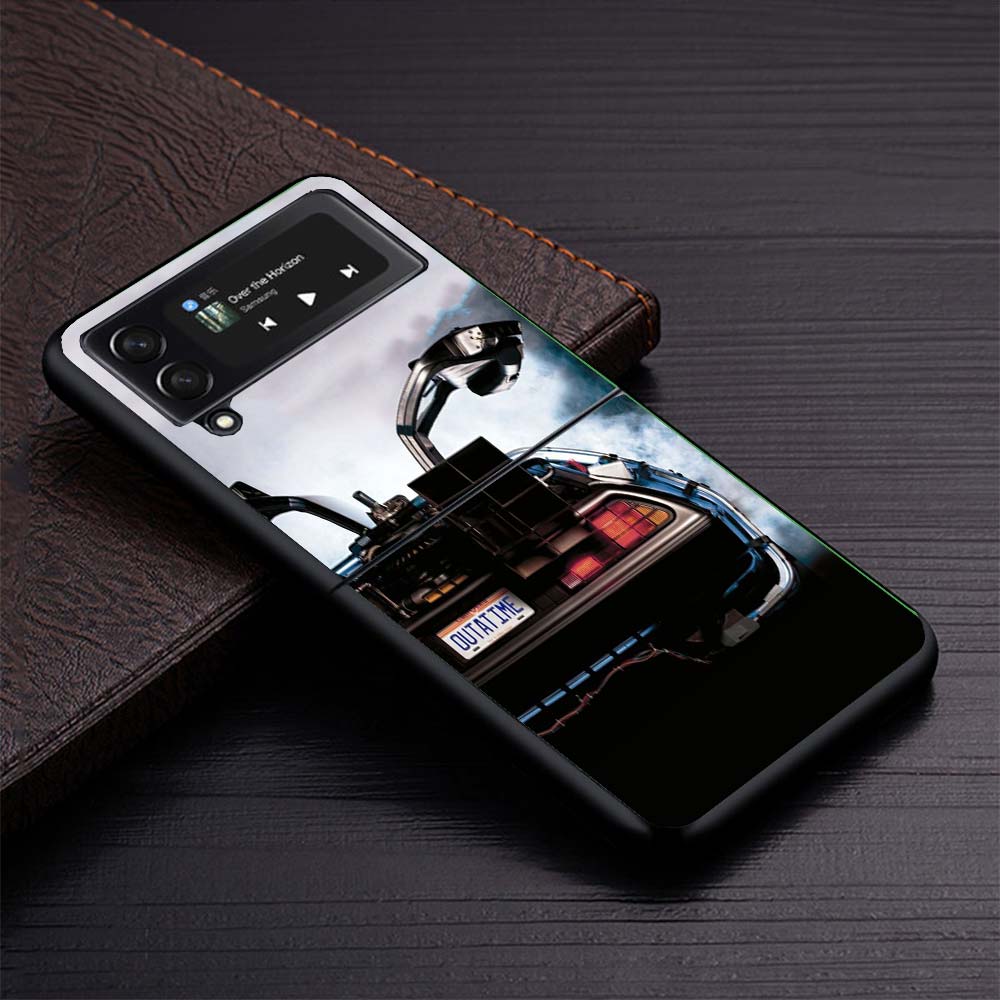 Back To The Future Time Machine Phone Case For Samsung Galaxy Z Flip3 Flip4 Flip5 Flip6 Flip7 For Z Flip 7 6 5 4 3 5G Hard Foldi