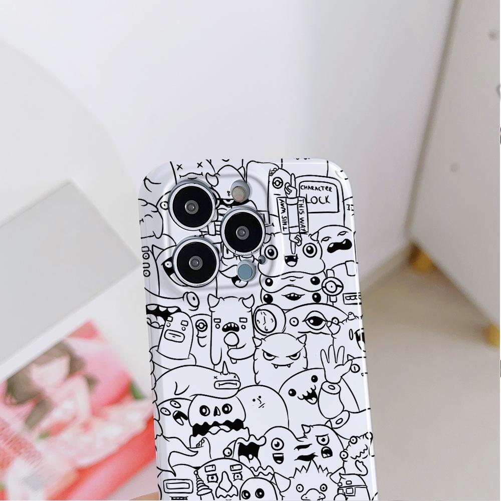 All-inclusive Film Phone Case Cartoon Fashion Design Hard Shell Full Cover Camera Protection Case for iPhone Huawei Honor Vivo Google