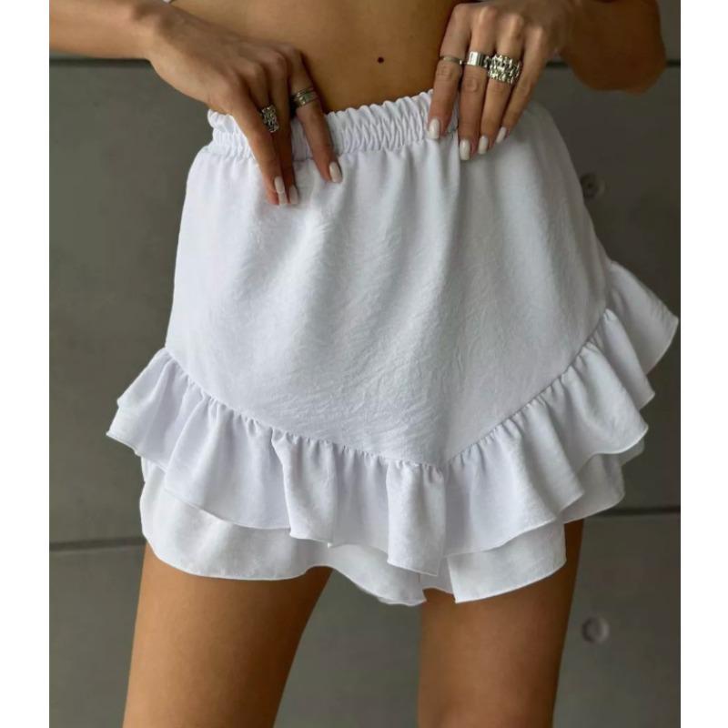 TIFICY Women s Solid Color Print Casual Summer Spring Skirts S белый