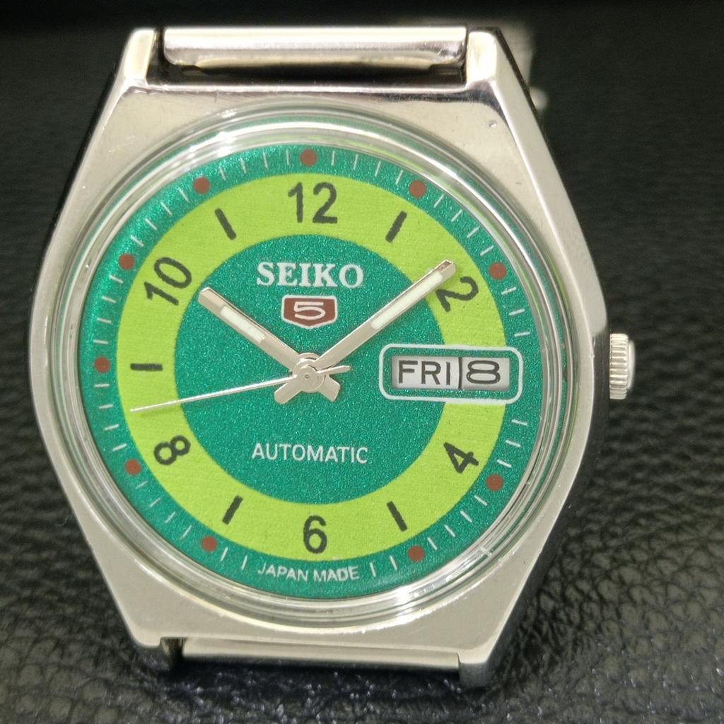 SEIKO 5 AUTOMATIC JAPAN 6309A MENS VINTAGE GREEN COLOR DIAL WATCH a702710-1 R210-a702710