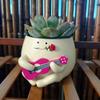 Cartoon Ukulele Flower Pot Cute Smile Face Planter Pot  For Indoor Outdoor Plant