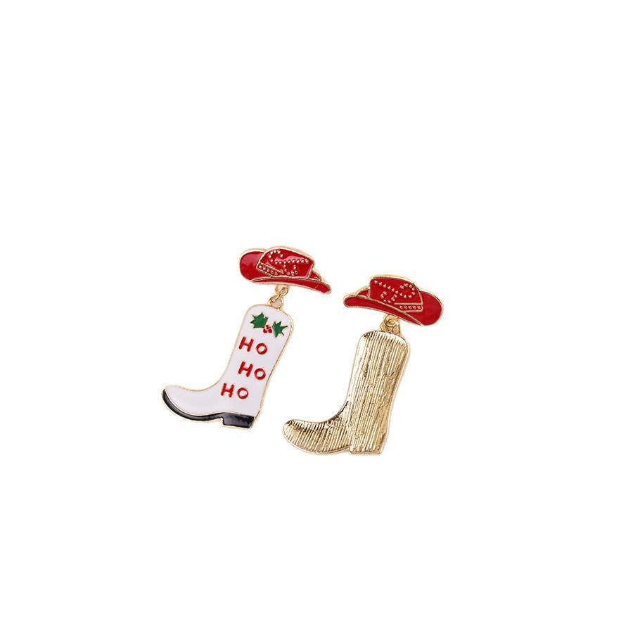 Cartoon Cowboy Hat & Boots Earrings - Festive & Cute Holiday Party Jewelry
