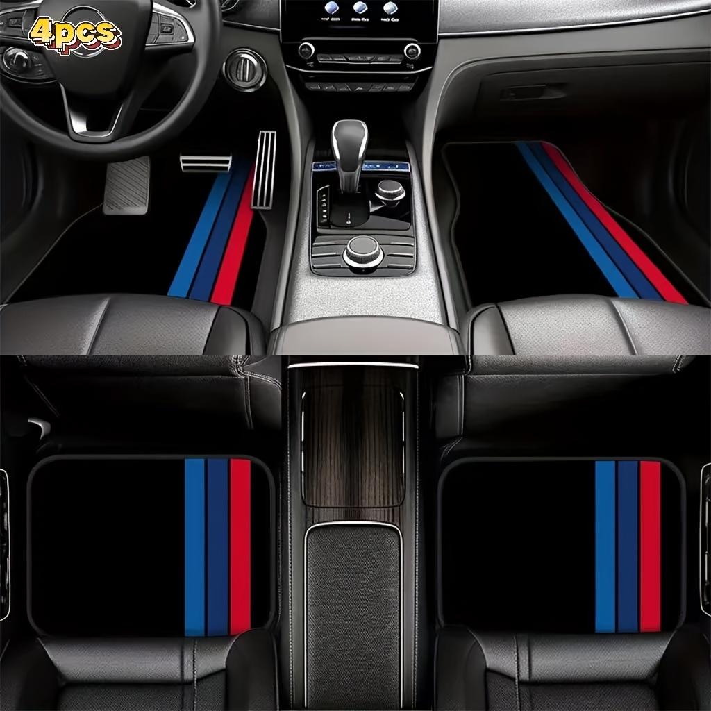 ABCA1 4pcs Set Of Colorful Striped Pattern Car Floor Mats - Suitable For All Models - Easy To Clean Interior Accessories - Suitable Fo