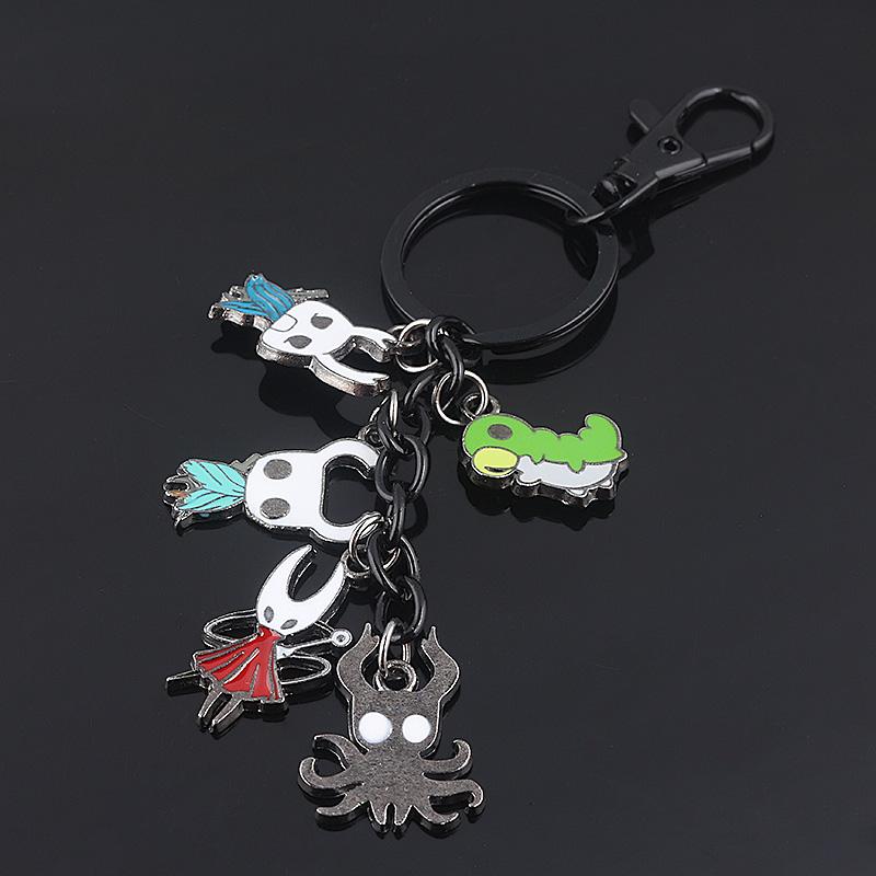 Hollow Knight Metall Charaktere Schlüsselanhänger Der Ritter Oktopus Grub Hornet Anhänger Schlüsselkette für Damen Herren Schlüsselhalter Schmuck
