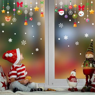 4pcs/set Christmas Stickers Party Holiday Decorations Window Glass Home Decor Festive Atmosphere