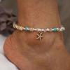 Popular Conch Rice Bead Turquoise Bracelet, Beach Starfish Pendant, Shell Crystal Bead Bracelet