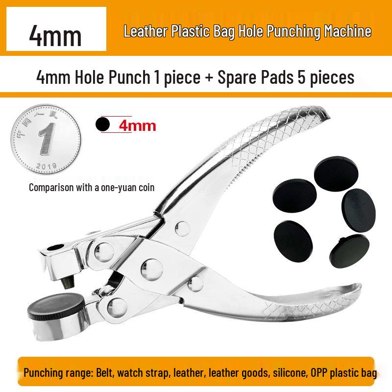 Leather Hole Punch Pliers for Watch Straps and Belts with Transparent Packaging Bag