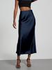 Elegant European and American Style Women's Satin Midi Skirt – Smooth, Slim, and Silky Texture for Summer
