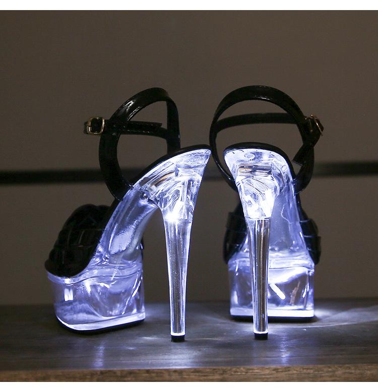 Women Led Light Dance Sandals Nightclub 15CM Transparent Crystal Shining Sandals LFD-190-A90