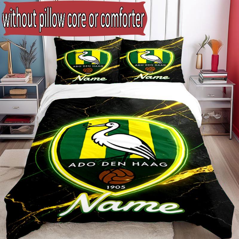 3pcs Duvet Cover Set (1*Duvet Cover + 2*Pillowcase, Without Core), Custom Name ADO Den Haag Pattern Bedding Set, Home Bedroom Decor Gift