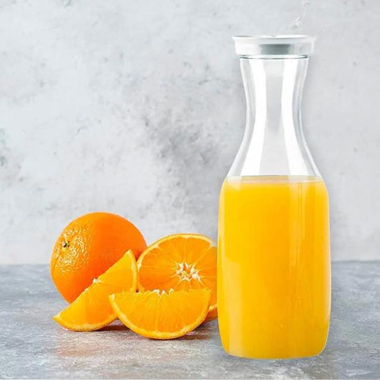 Vannkanne 1,5L Vannflaske med vipplokk Gjennomsiktig juicebeholder Rund Firkantet base Melkeflaske for Hjem Kjøkken Bar Restaurant