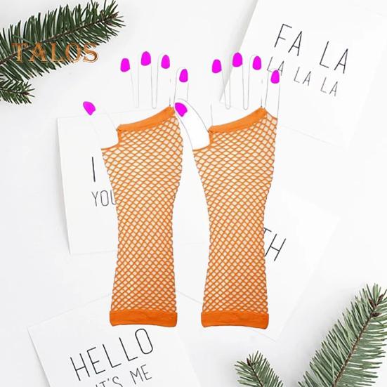 1 Pair Performance Gloves Hollow Out Fishnet Thin High Elasticity Fingerless Thin See-through Cosplay Club Party Festivals Gloves