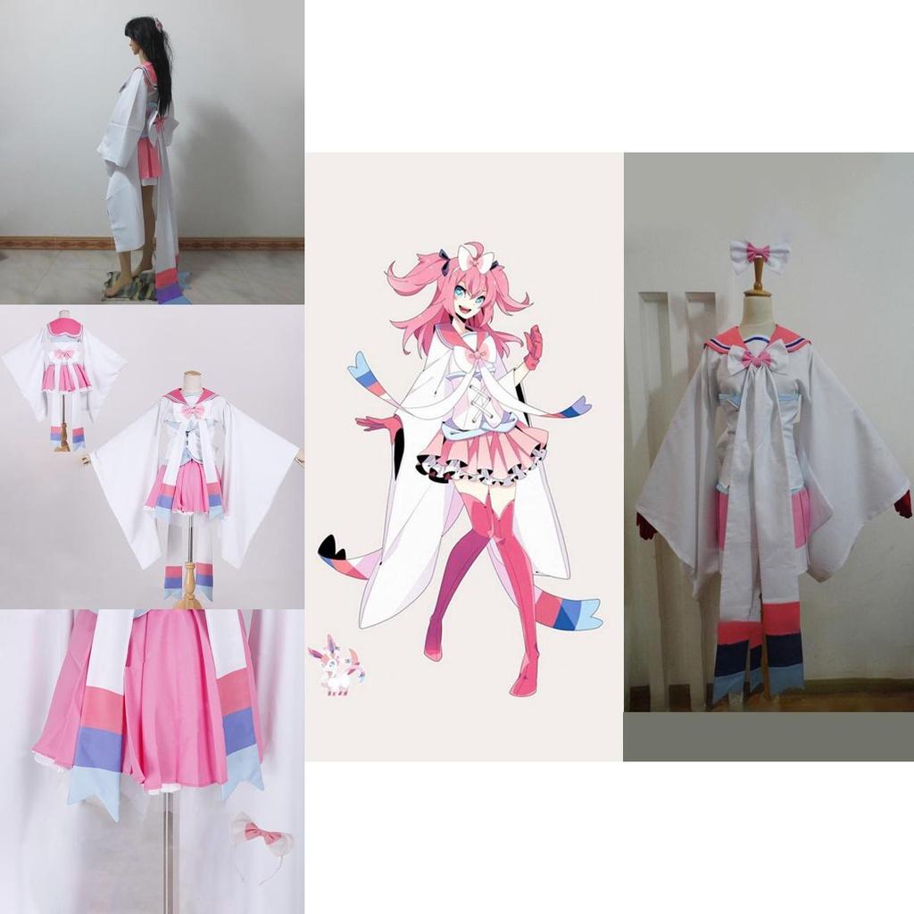 Elegant Sylveon Dress Uniform Cosplay Costume For Women With Exquisite Workmanship