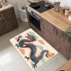 Chinese Dragon Kitchen Mat – Blue Gold Print, Soft Low-Pile, Non-Slip PVC Back, Hand Wash Recommended for Indoor Use