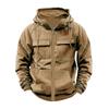 Men S Hooded Solid Color Loose Fit Multi Pocket Zip Sweatshirt