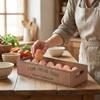 Open-Top Lid Egg Storage Box Rustic Stackable Egg Holder Wood Egg Case  Pantry Storage