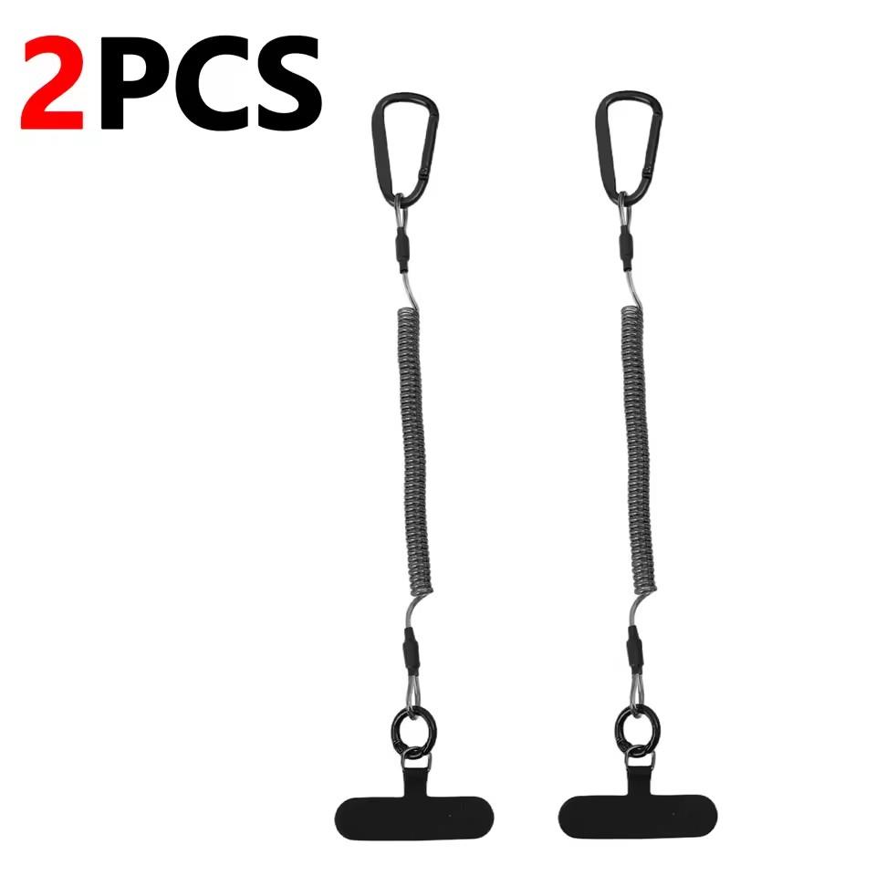 Anti-Lost Flexible Phone Ropes with Patch Spring Cord Safety Anti-Theft Retractable Line Wrist Band with Keychain Ring Carabiner
