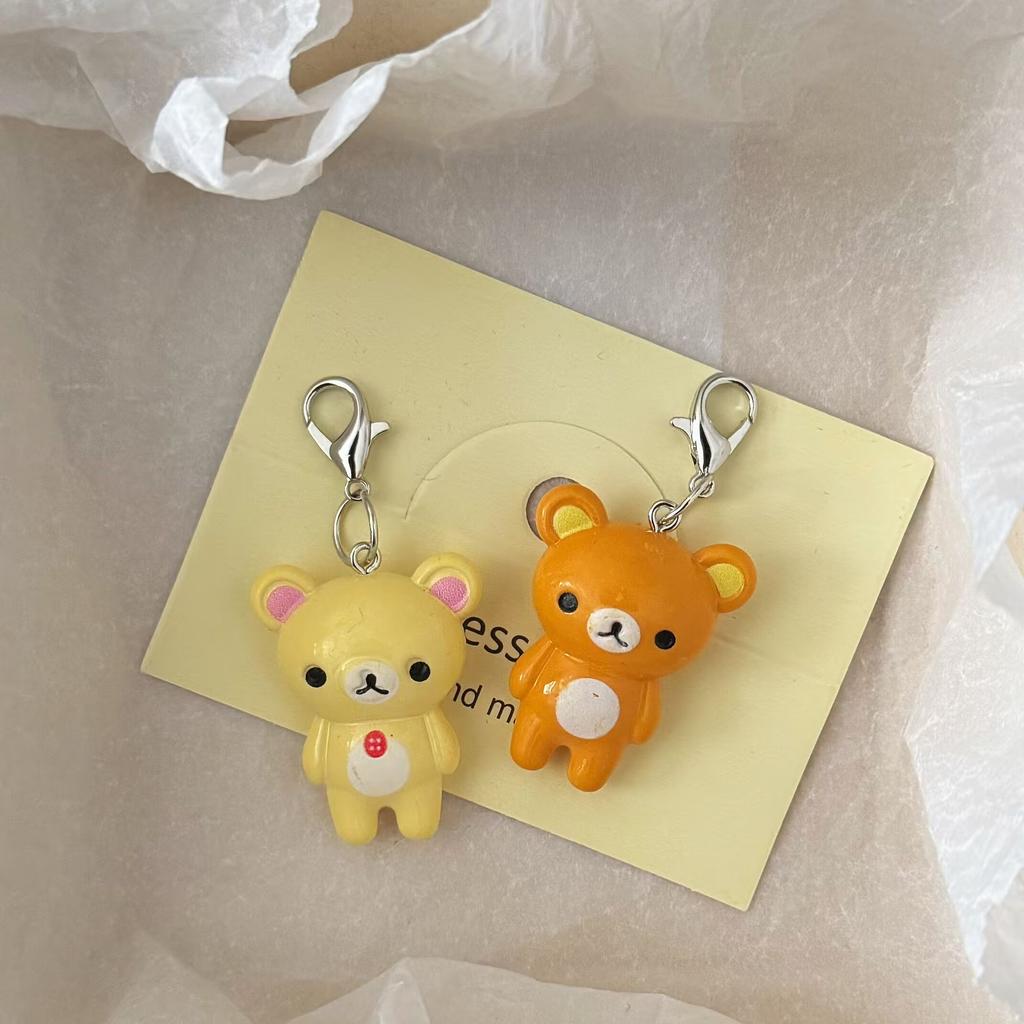 Kawaii Rilakkuma Easy Bear Phone Rope Chain Keyrings Lazybear Doll Keychains Bag Key Pendants Gift