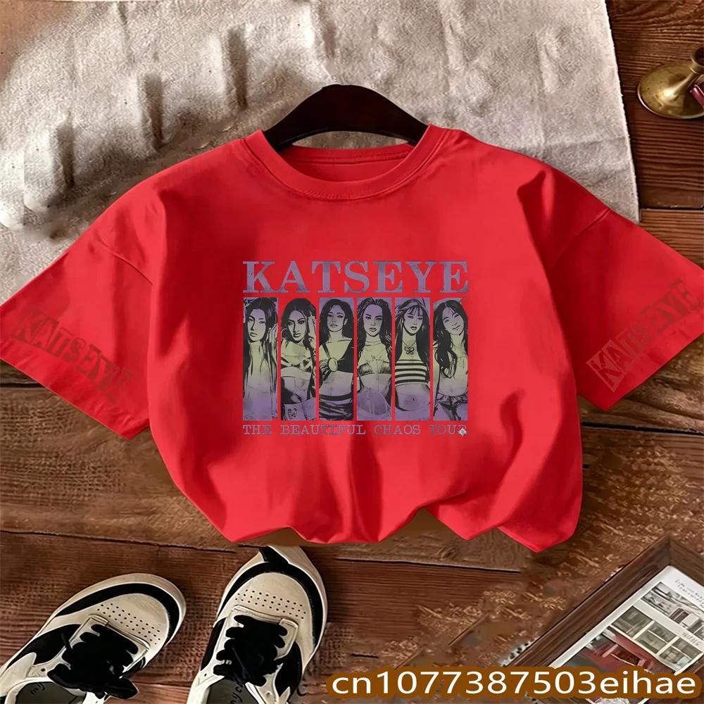 Simple Elegant Daily Style KATSEYE Kpop Print Kids Tshirt Boys Girls Summer Short Sleeve Top Premium Summer Gift For Girls 100