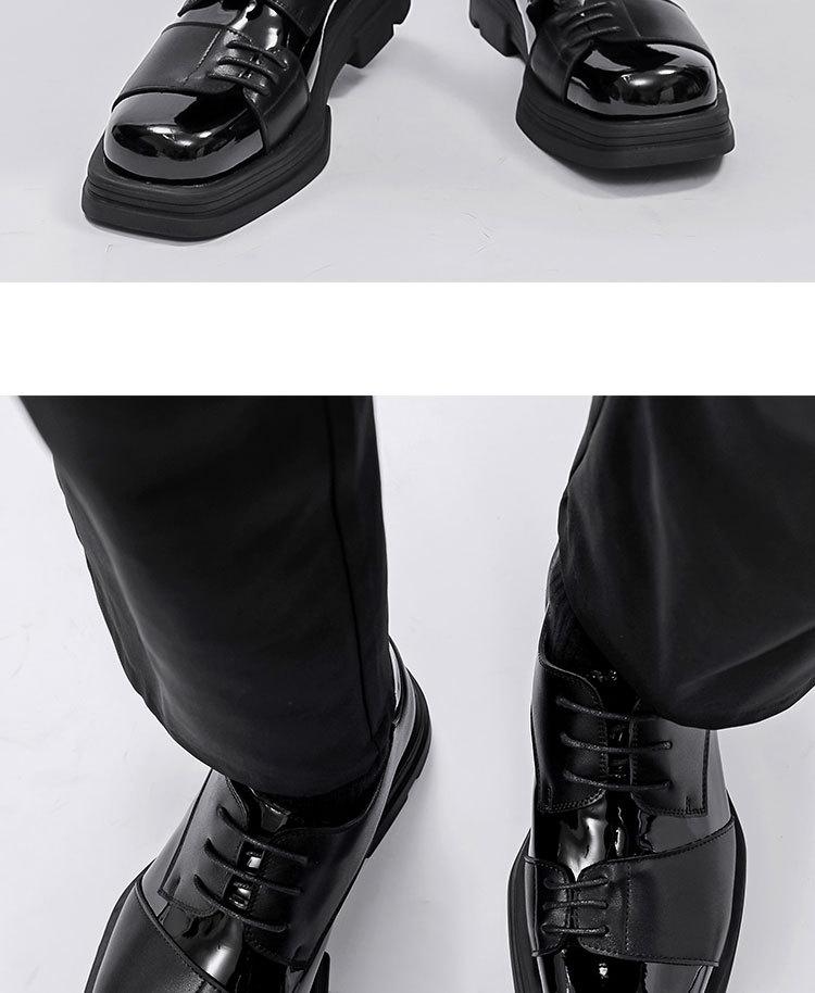 Men's 2025 Square Toe Height Increasing Leather Derby Shoes - Casual, Formal, & Wedding Wear