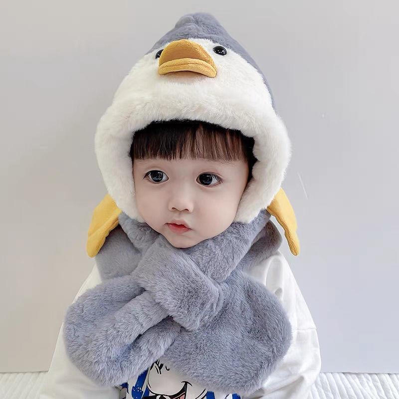 Baby hat scarf integrated neck hat baby autumn and winter cute super cute boys and girls winter children's ear hat