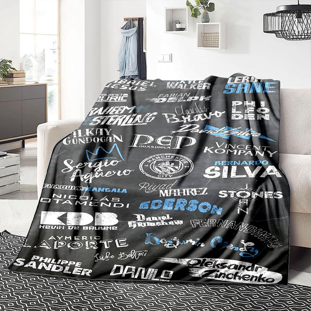 Manchester City Crest Blankets Flannel Printed Breathable Warm Throw Blanket for Home Office Bedspreads 0708a22