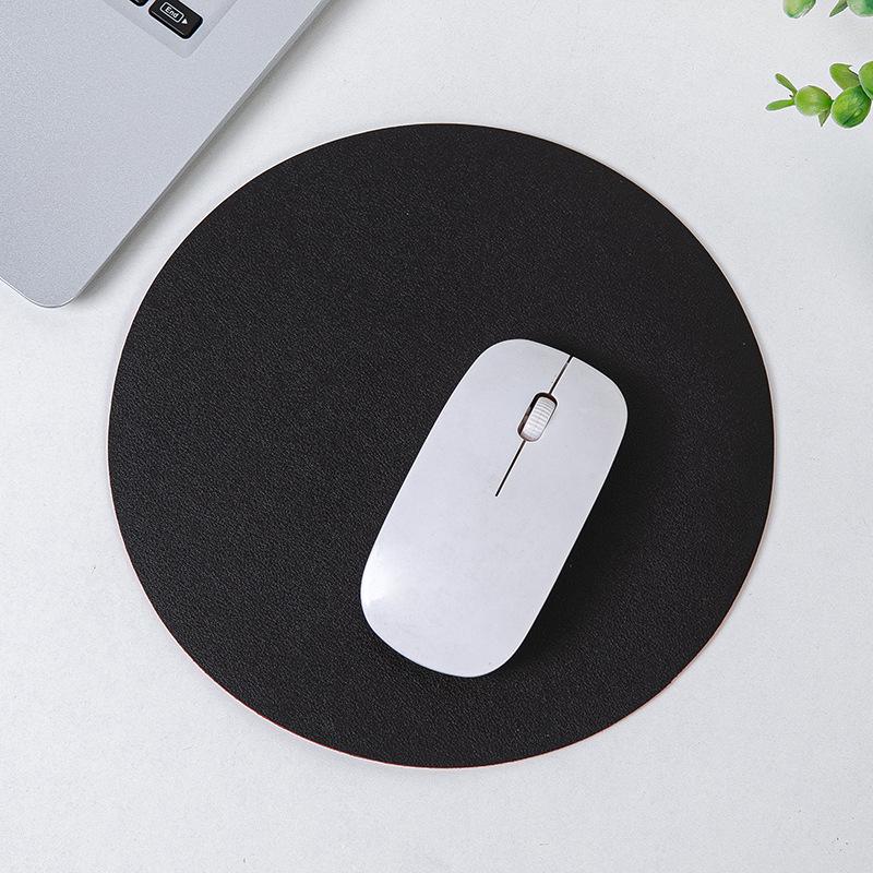 Round Leather Mouse Pad - Solid Color, Small Computer Desk Mat for Fresh Girls