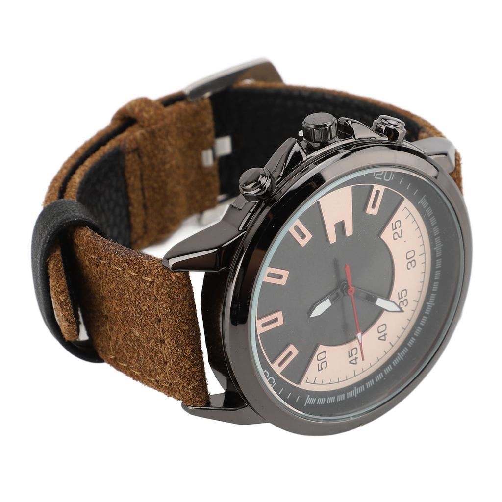 Quartz Men Watch Minimalist Ultra Thin Fashion Casual Quartz Wristwatch with Retro Watch Band for Meeting Business