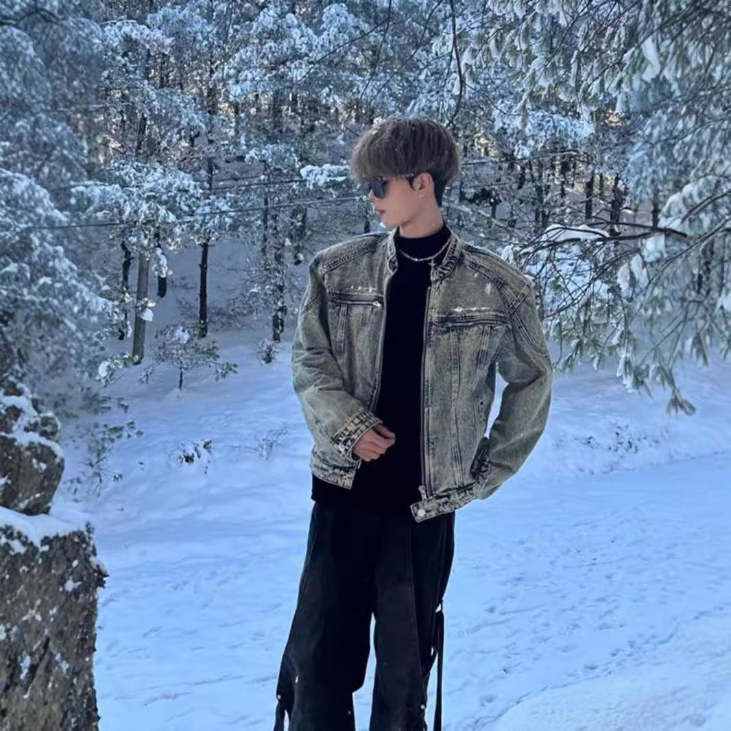 Американская короткая джинсовая куртка мужская — фото 5