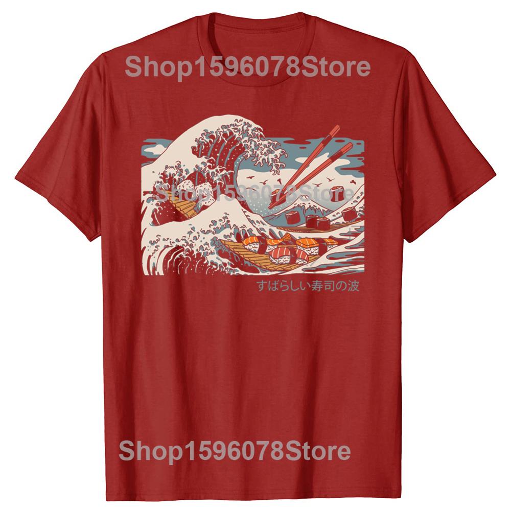 

Funny The Great Sushi Wave Graphic Tshirts Men Womens Fashion Casual Tshirt 100 Cotton Loose Oversized T Shirt S