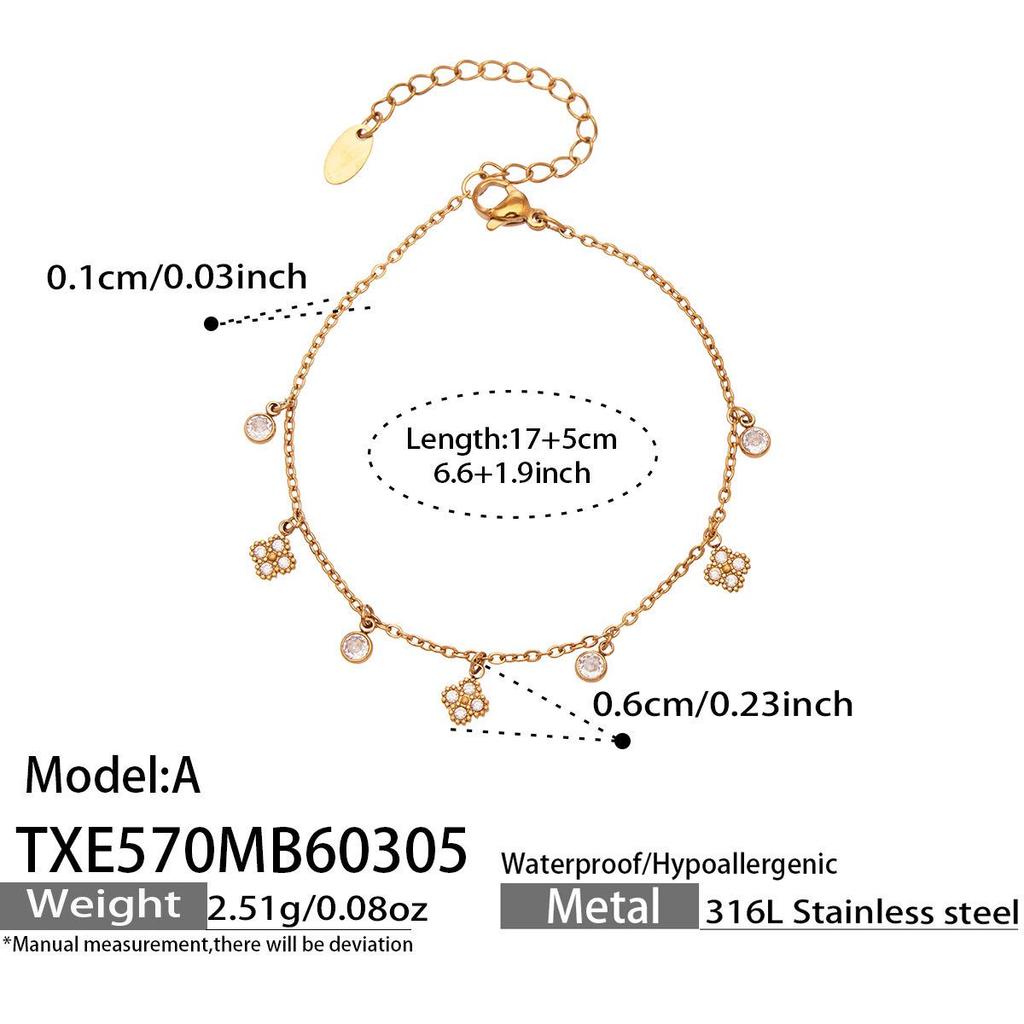 European & American Fashion DIY Multi-Accessory Set: Small 8-Shaped Flower with Full Rhinestones & 5A Zircon Necklace and Bracelet Combination