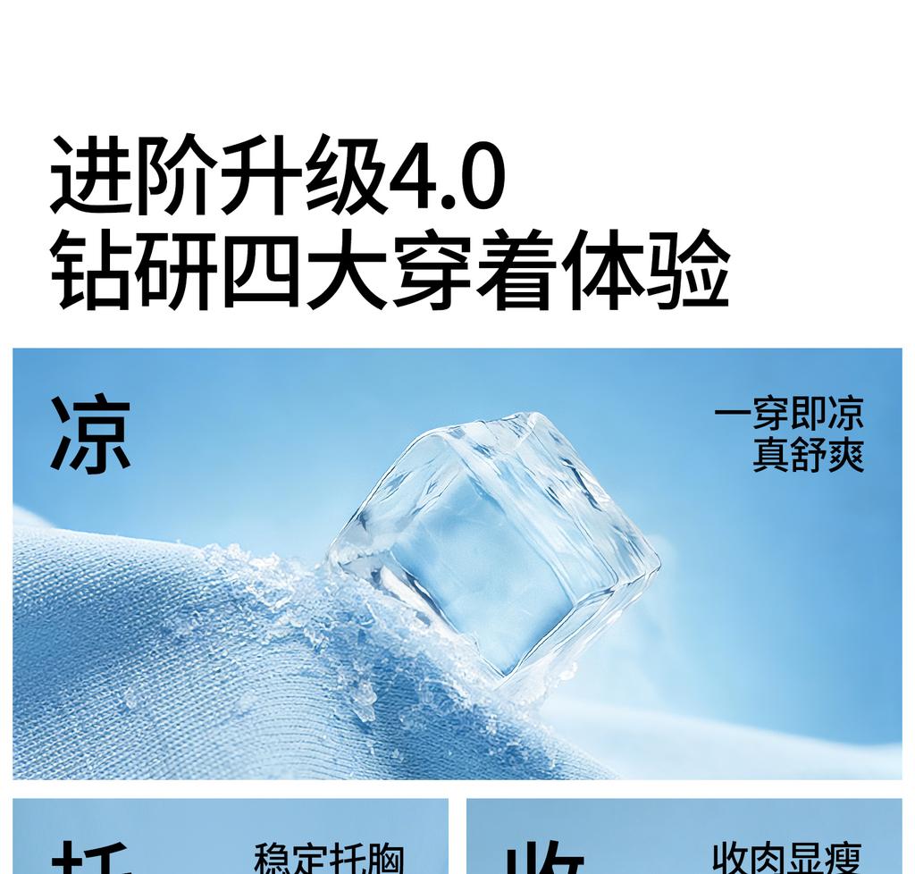 Ice Muscle Lace Large Chest Display Small Full Cup Bra Without Steel Ring, Women's Collection Accessory Breast, Cool Feeling Text Bra