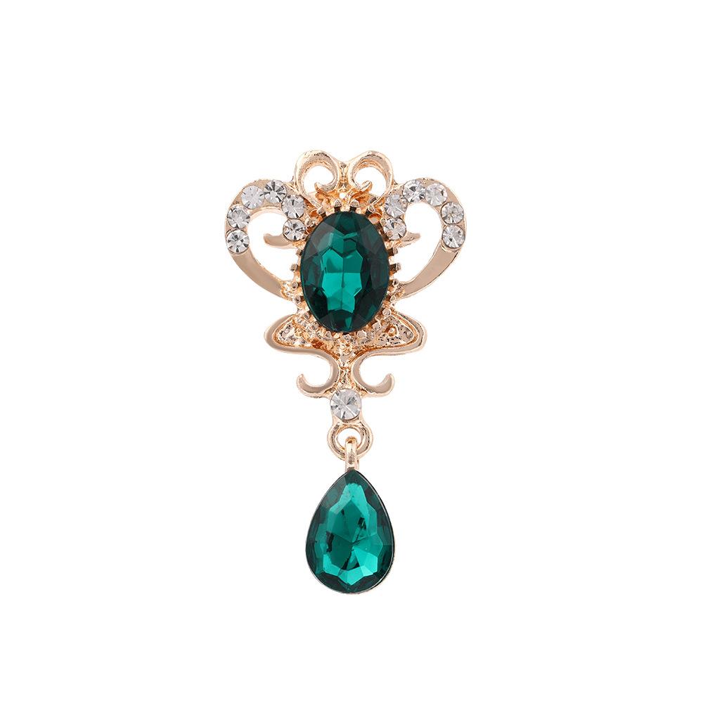 Creative Baroque colored gem brooch, niche design anti-exposure scarf buckle, fixed clothes metal pin accessories