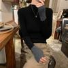 Color-blocking Half Turtleneck Knitted Sweater Feminine Slim and Trendy Pullover Autumn and Winter Sweater