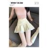 Hot Girl Leather Pleated Lace Skirt Autumn and Winter High Waist Versatile Hip-covering A-line Skirt Pants